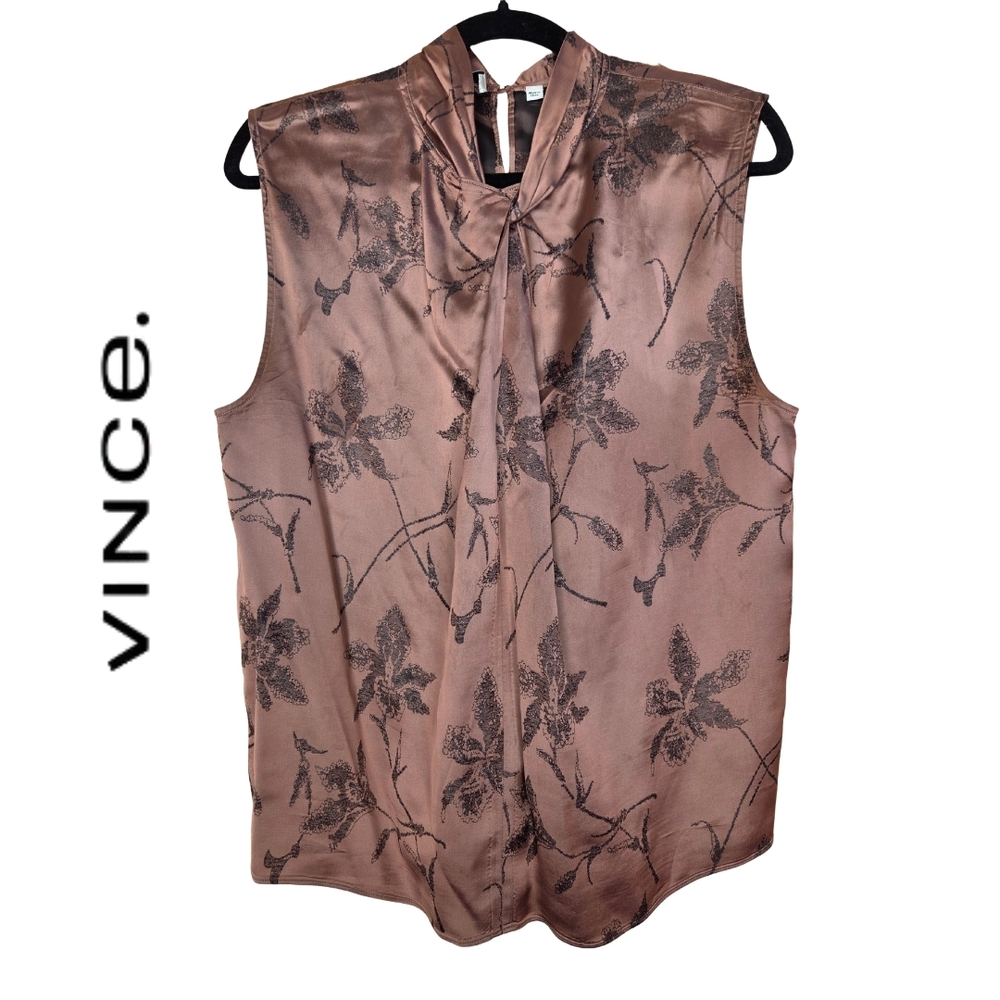 Vince Iris Twist Knot Sleeveless Top On Mauve